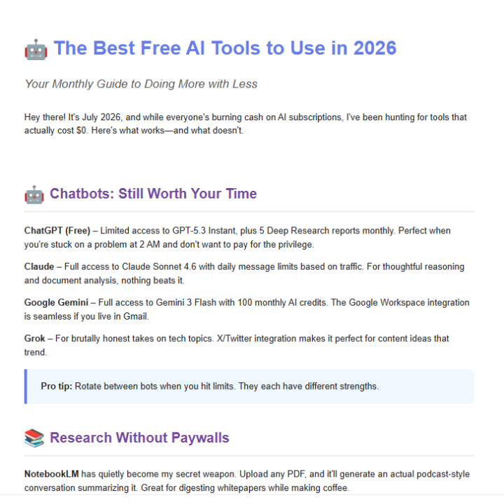 Day 1: newsletter build #AISChallenge
