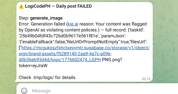 Failing to Generate Image
