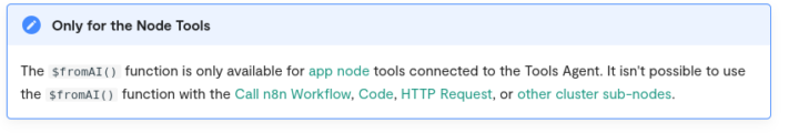 $fromAI Limitations with 'Call n8n Workflow' and 'HTTP Request' Tools