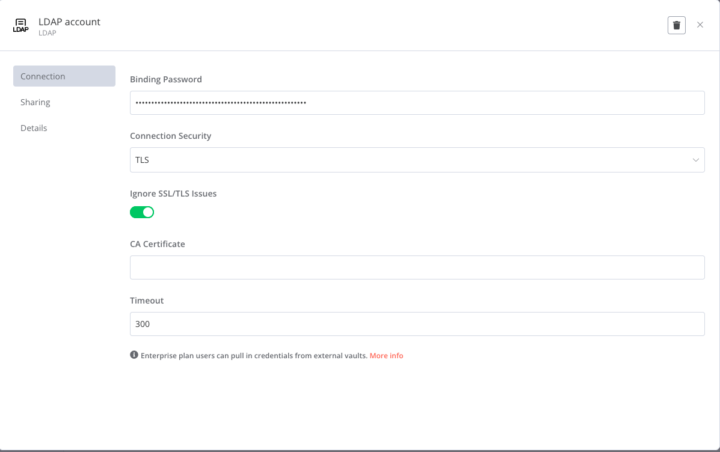 CA Certificate on ldap account