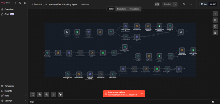 Built a 4-workflow system that replaces an SDR for coaching businesses. Runs on n8n + Playwright + Claude API.