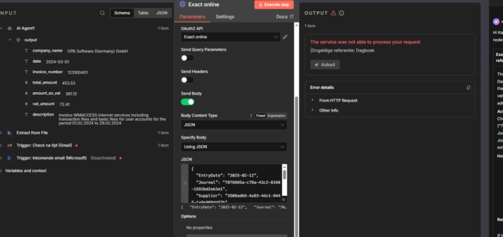 error exact online workflow