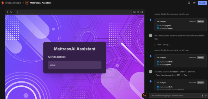 Firebase Studio App not displaying answer