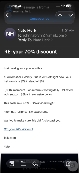 Nate’s email is false