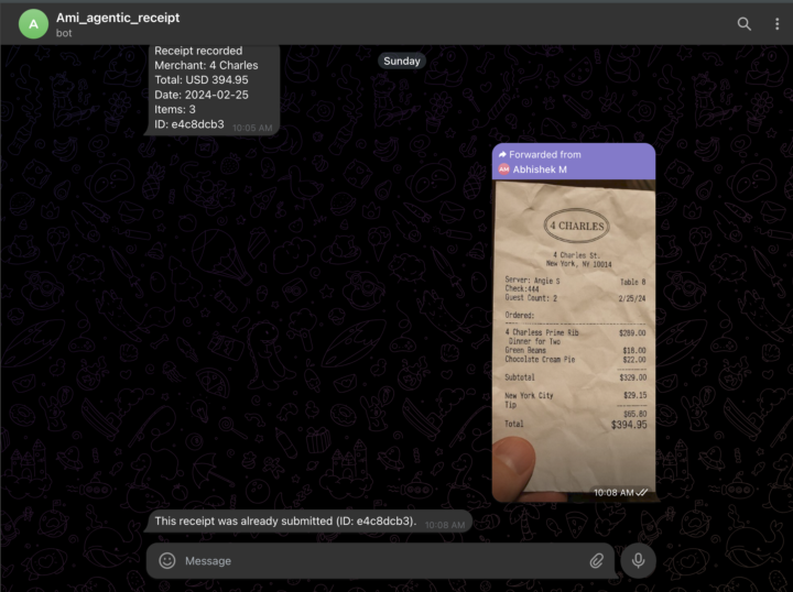 Project: Telegram receipt analysis