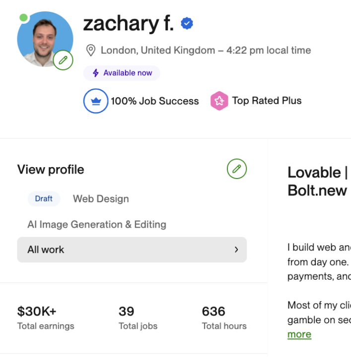 My Upwork strategy with lovable.dev: 29 projects in 7 months, $4.4k biggest win