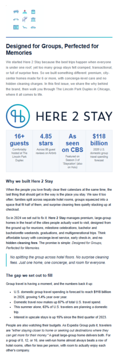 Day 1 Build — Here 2 Stay Newsletter