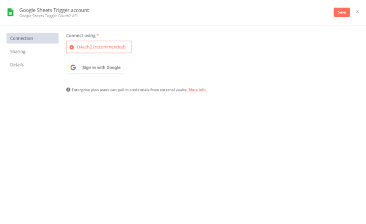 Issue on connecting Google Sheet using OAuth2