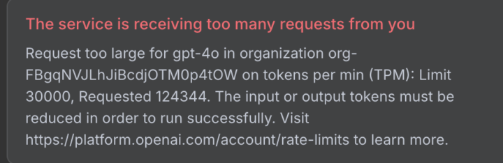 Jarvis The service is receiving too many requests from you