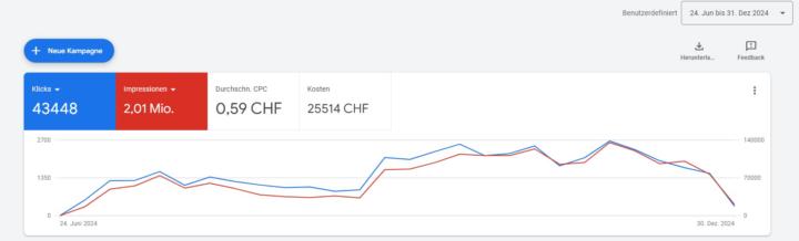 Wir haben letztes Jahr (2024) insgesamt fast 30K Ad-Spend investiert.... 