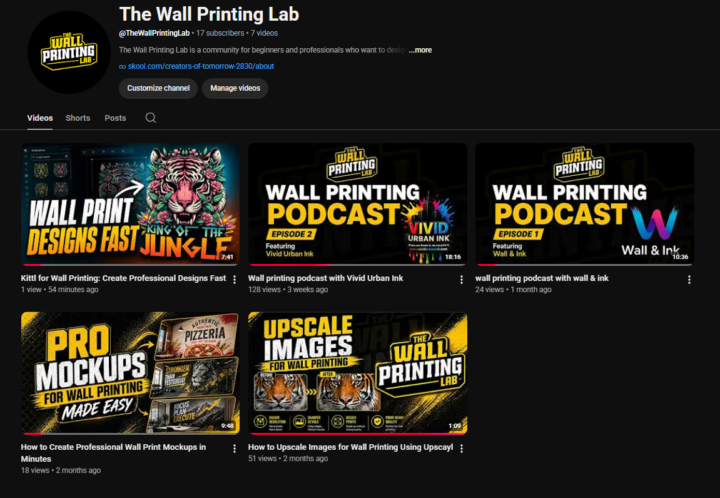 Youtube channel (The wall printing lab)