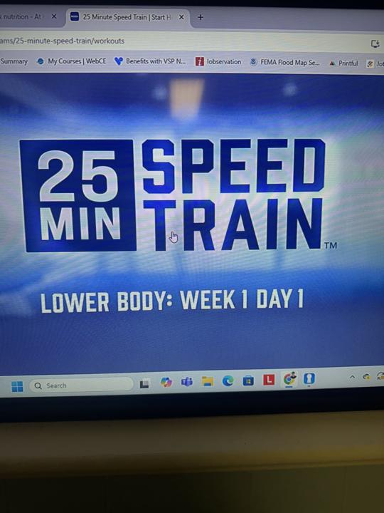 Day 1 workout started 