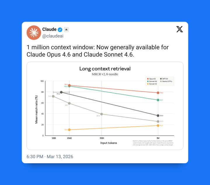 Claude's 1M context window is live. Here's how to turn it on.