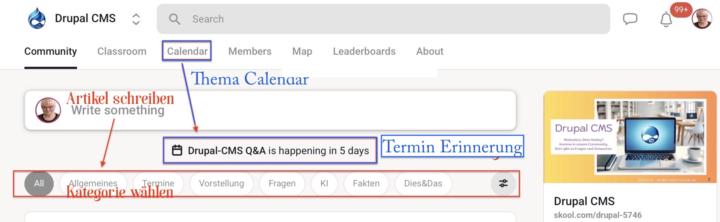 Termin eintragen unter calendar