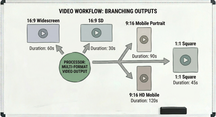 720p or 1080p, 4 seconds or 8, landscape or portrait — all configurable in one workflow