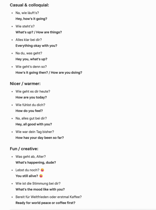 'HOW ARE YOU' IN GERMAN