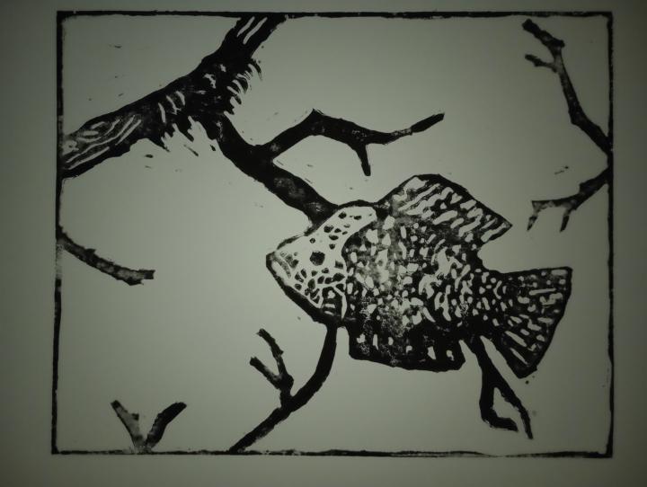 Another linocut converted to Mixed Media - I was busy this weekend