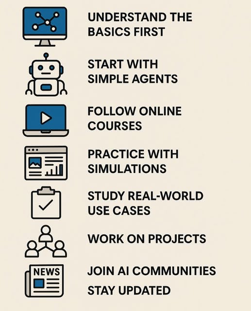 Here are a few tips to help you learn about AI agents effectively: