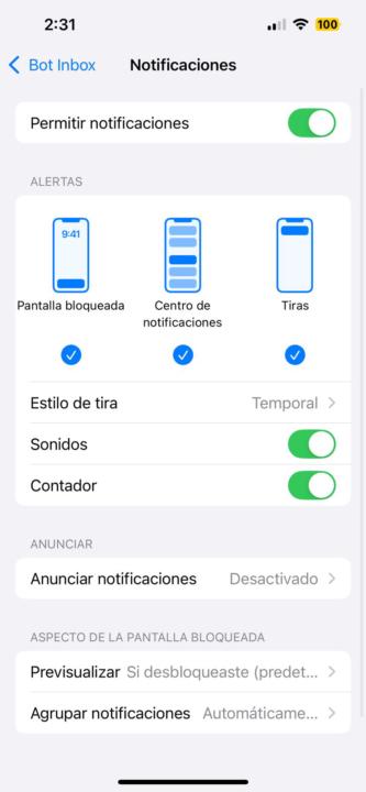 Notificación a administradores