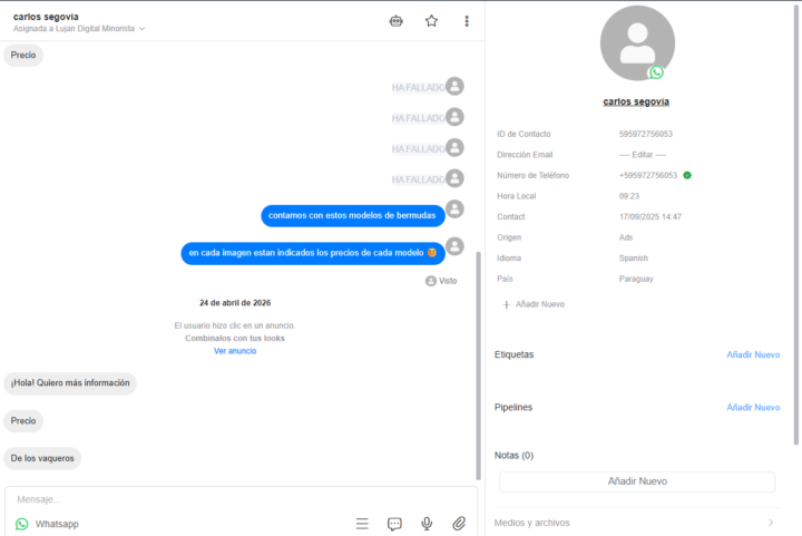 Reasignar chats de contactos existentes