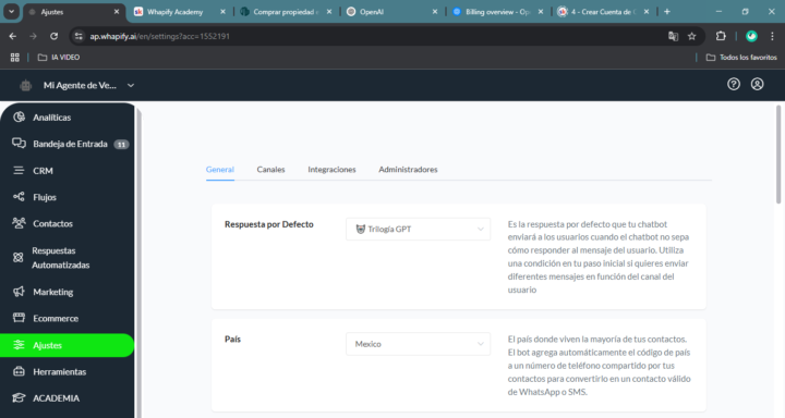 El Chatbot con IA NO continua la charla después de la primera respuesta.