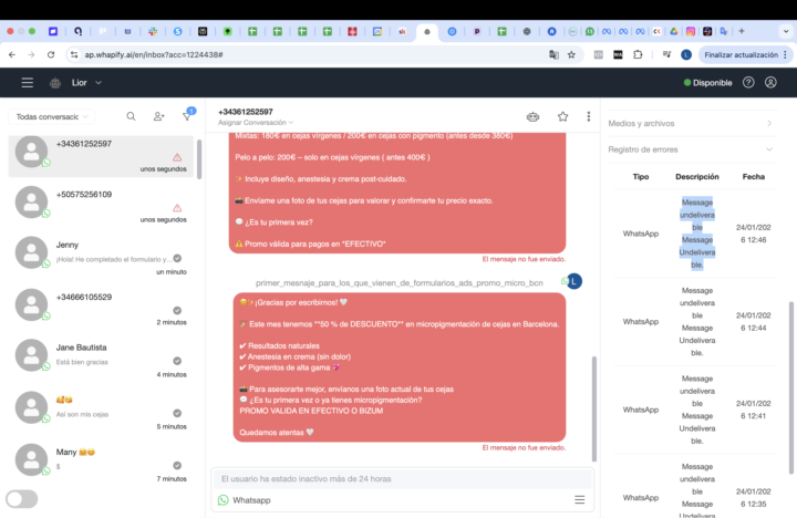 Mensaje no entregable 
