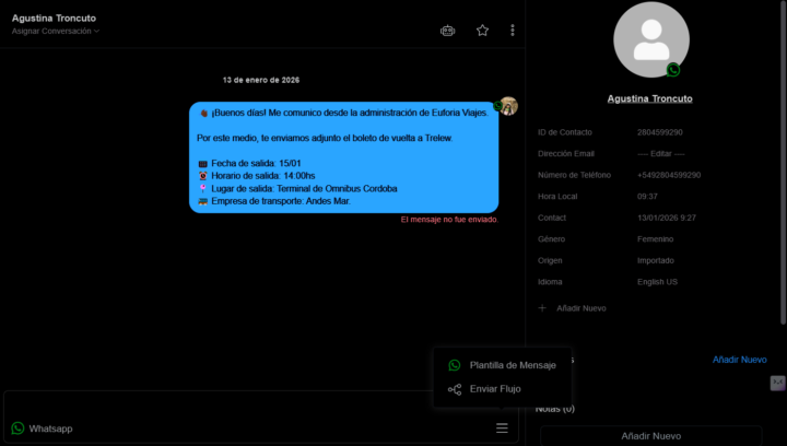 Consulta comunidad, porque dice mensaje no enviado.