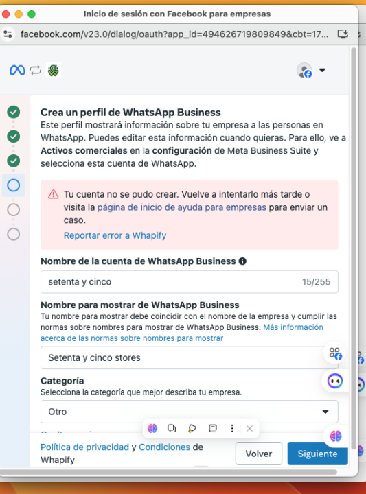 Problemas de creacìon 
