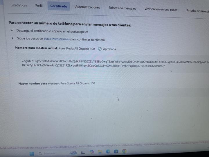 Ya tengo el certificado y el nombre aprobado y hay queda no pasa a la parte de agregar certificado 