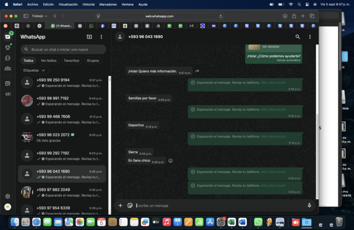 No puedo ver los respuestas de whapify