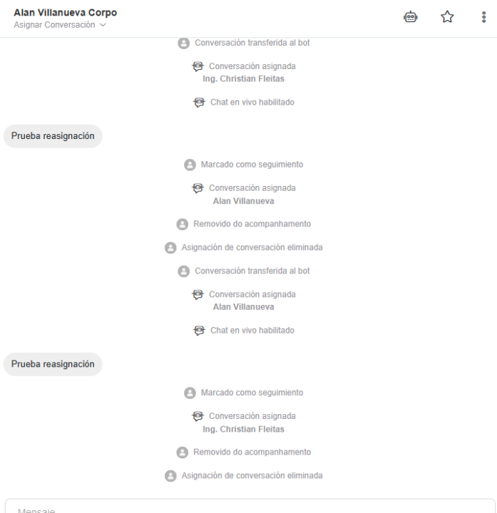 Reasignación de conversaciones 
