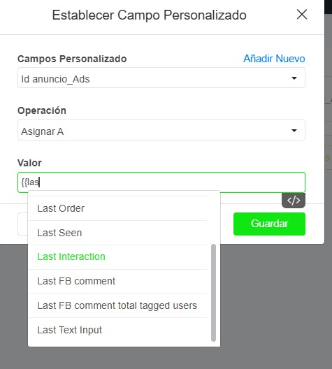Variable para ID de Anuncio de Facebook