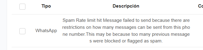 Error - Límite de mensajes