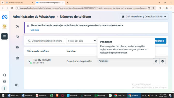 Ayuda con el registro del api