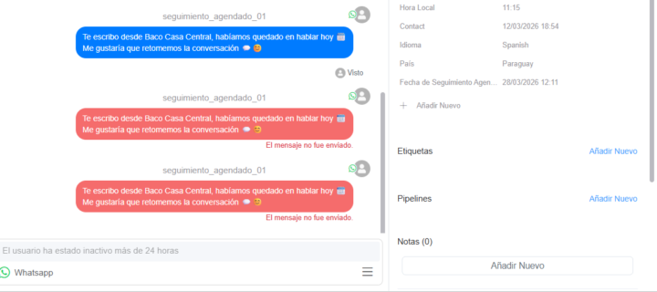 Mensaje de Seguimiento Agendado con campos personalizados