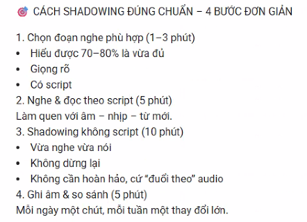 Cách shadowing đúng chuẩn- 4 bước Mis Zen