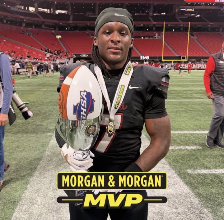 Blessed to share that my football team won the state championship again this year, and I was honored to be named MVP of the game. Hard work pays off!🏆