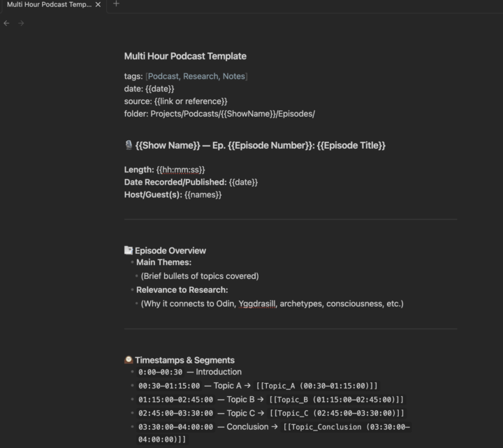 Podcast Summary Prompt Template