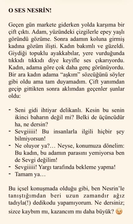 Küçük bir pazar yazısı: O Ses Nesrin!