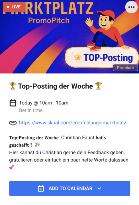 Skool Empfehlungs-Marktplatz: 🏆 Top-Posting der Woche