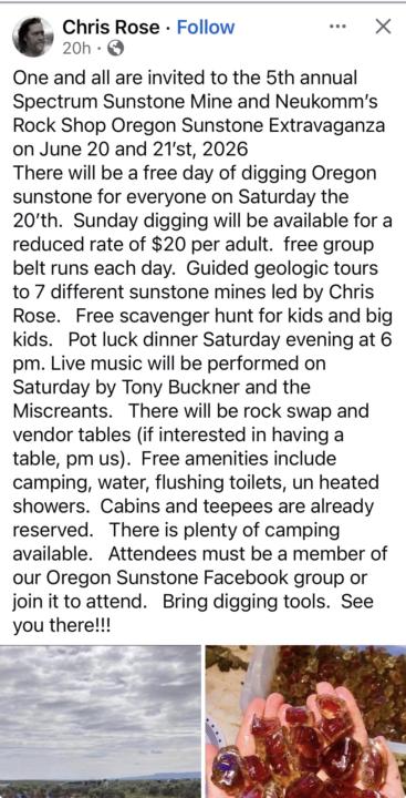 Sunstone free dig coming up!