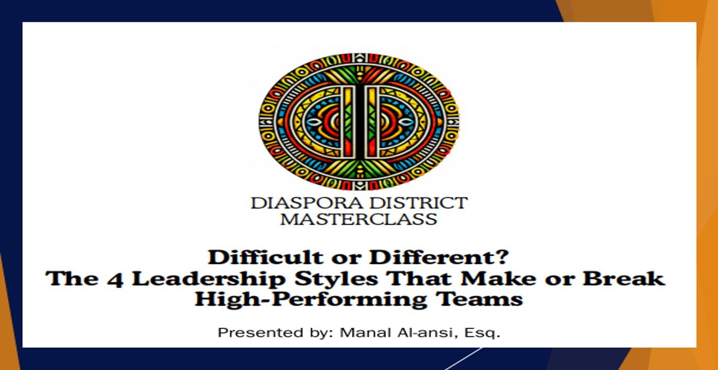 DIASPORA DISTRICT MASTERCLASS