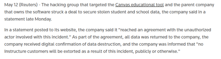 Canvas paid the ransom and then said whah???