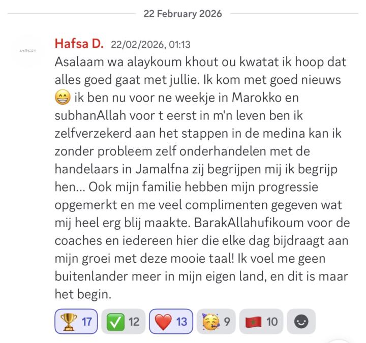 Twijfel je nog? Kijk zelf wat al onze studenten zeggen over onze Darija Talk Coaching Programma🏆👇🏼