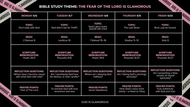 THIS WEEK'S BIBLE STUDY PLAN