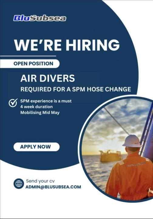 Job Opportunity: Air Divers (SPM Hose Change)