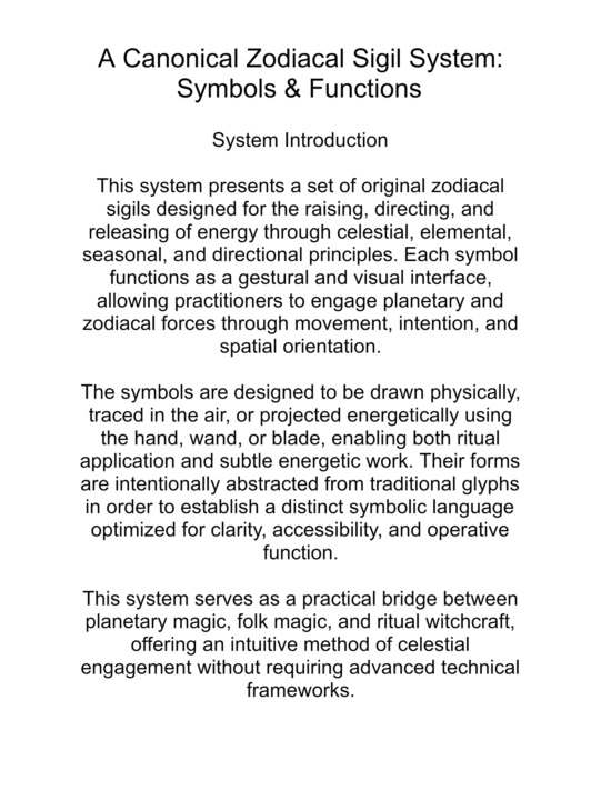 A Canonical Zodiacal Siail System: Symbols & Functions