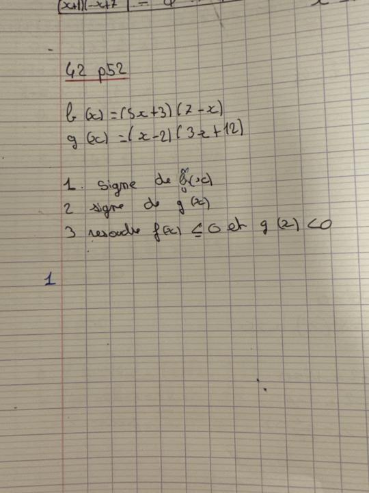 Exercice tableau signe 