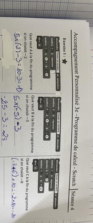 Programme de calcul Scratch