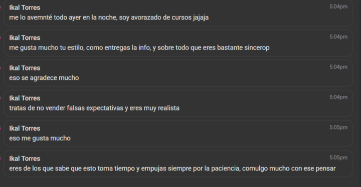 Otra opinión del curso